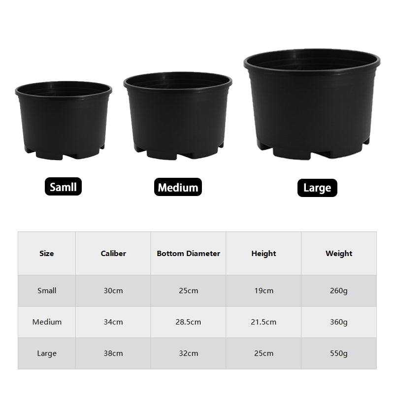 Black Plastic Plant Pots Modern Decorative Gardening Planters Indoor Ourtdoor Flowerpots