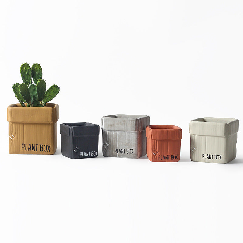 Kraft Paper Box Plant Pots Cement Flowerpots