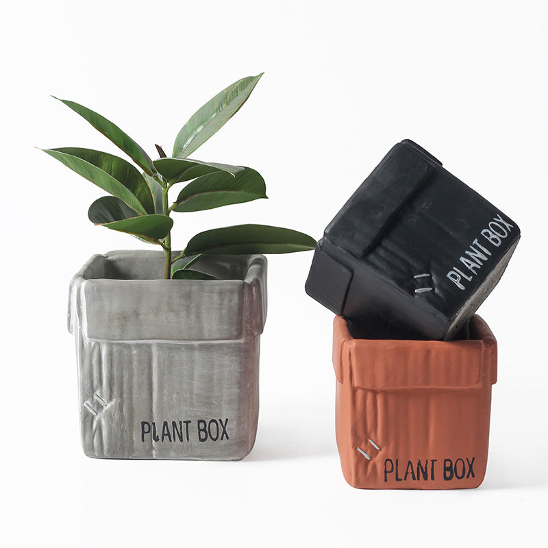 Kraft Paper Box Plant Pots Cement Flowerpots