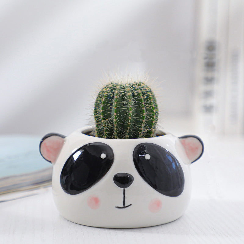 Lovely Panda Glazed Plant Pot Creative Indoor Planter Cactus Aloe Home Decor Gifts