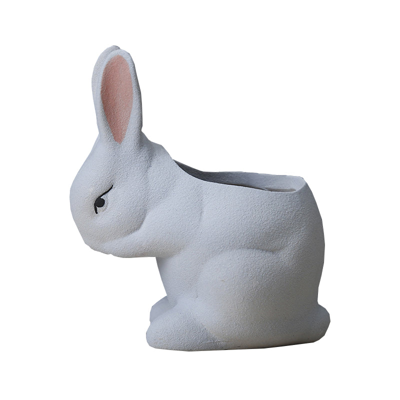 Light Blue Frosted Rabbit Plant Pot Lovely Creative Planter Home Office Decor