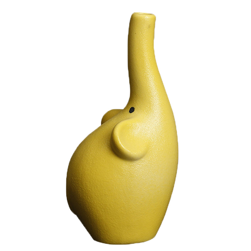 Yellow Elephant Ceramic Flower Vase Mini Creative Animal Vase Home Decor