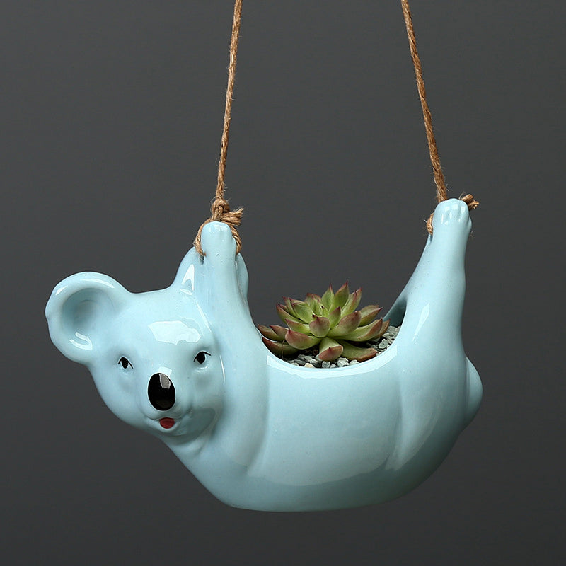 Blue Koala Hanging Plant Pots Succulent  Animal Planters Home Decor