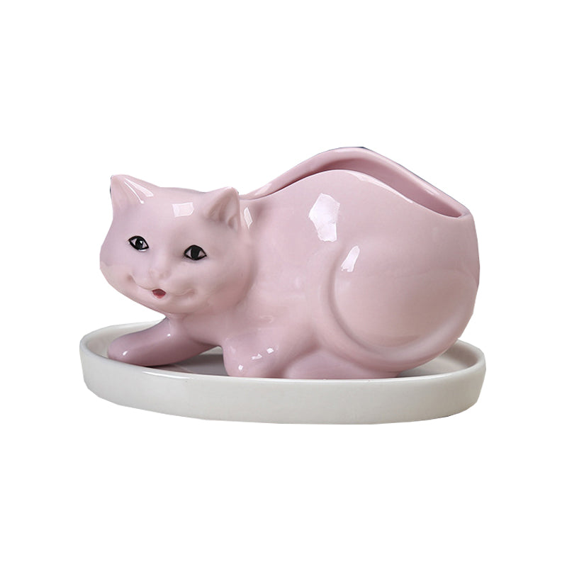 Pink Baby Kitten Plant Pot Lovely Creative Animal Planter Home Decor