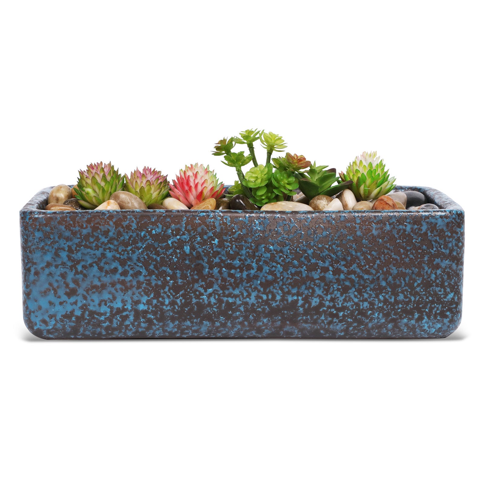 Blue Glazed Terracotta Rectangular Plant Pots Flowerpots