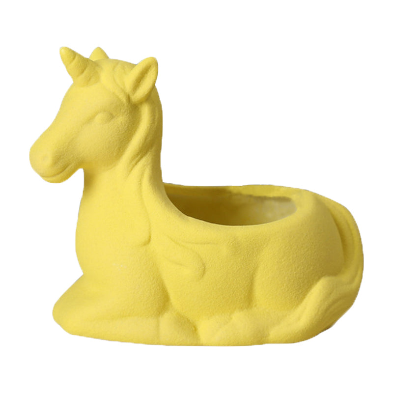 Yellow Frosted Unicorn Plant Pot Creative Succulent Planter Birthday Gift