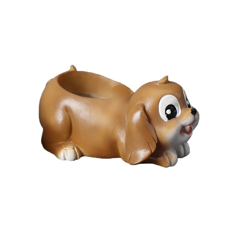 Resin Brown Puppy Plant Pots Creative Mini Animal Planters Indoor Flowerpots