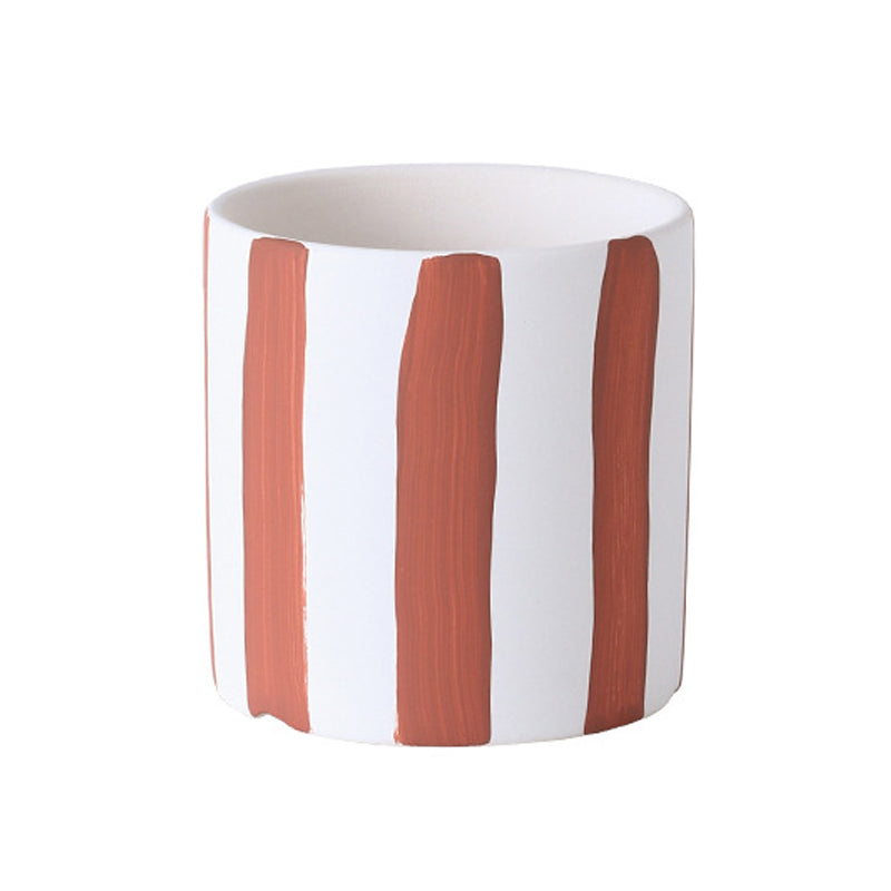 Red Vertical Lines Cylinder Plant Pots Indoor Flowerpots Planters