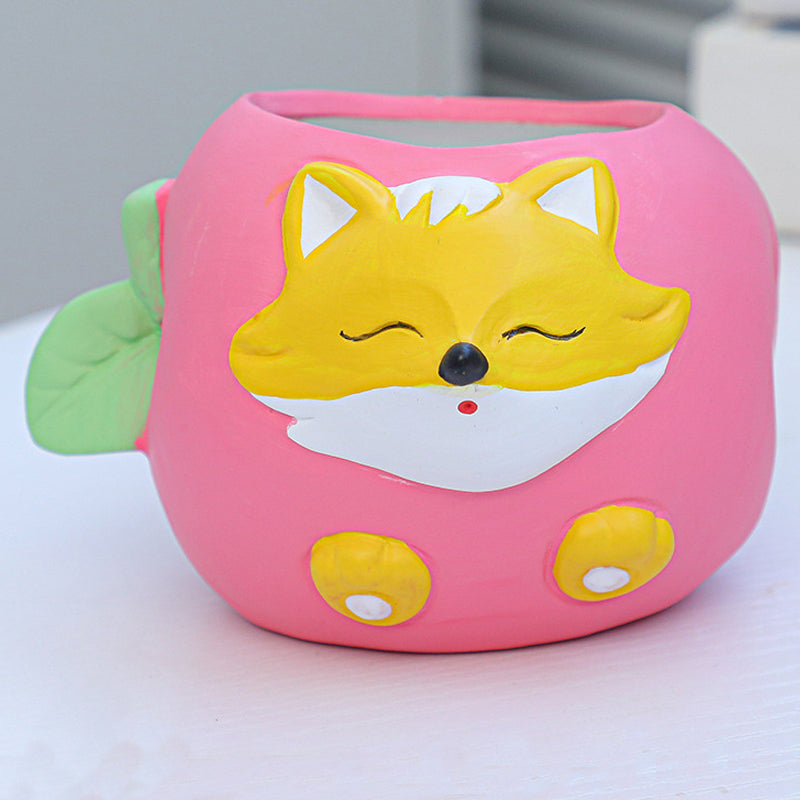 Super Cute Apple Fox Plant Pot Creative Fruit Planter Succulent Flowerpot