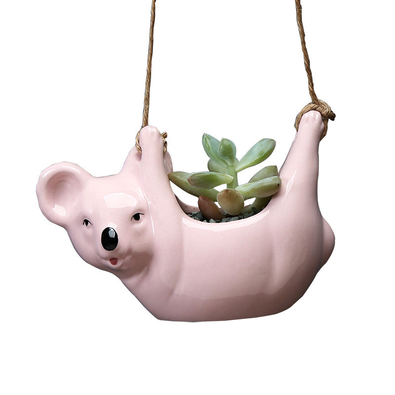 Pink Koala Hanging Plant Pots Succulent  Animal Planters Home Decor