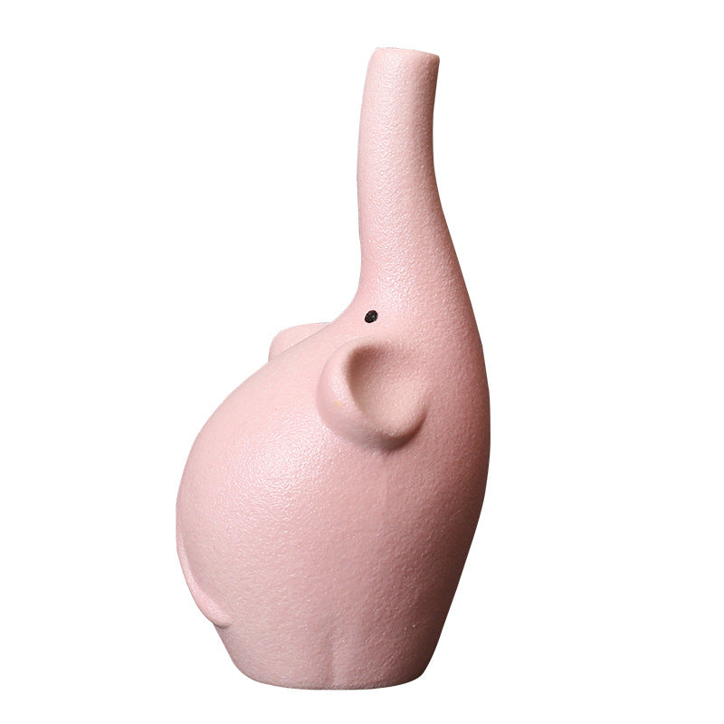 Pink Elephant Ceramic Flower Vase Mini Creative Animal Vase Home Decor