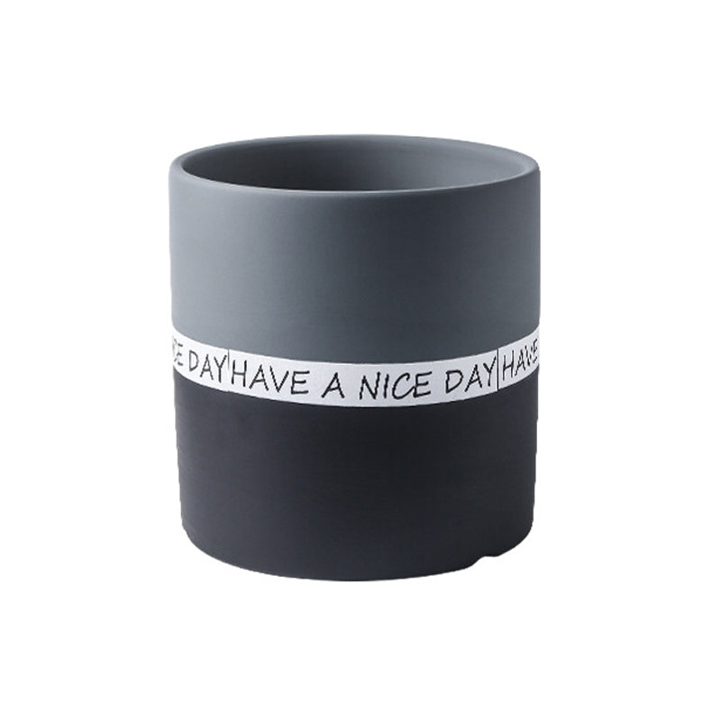 Dark Grey + Black Cylinder Plant Pots with Saucer