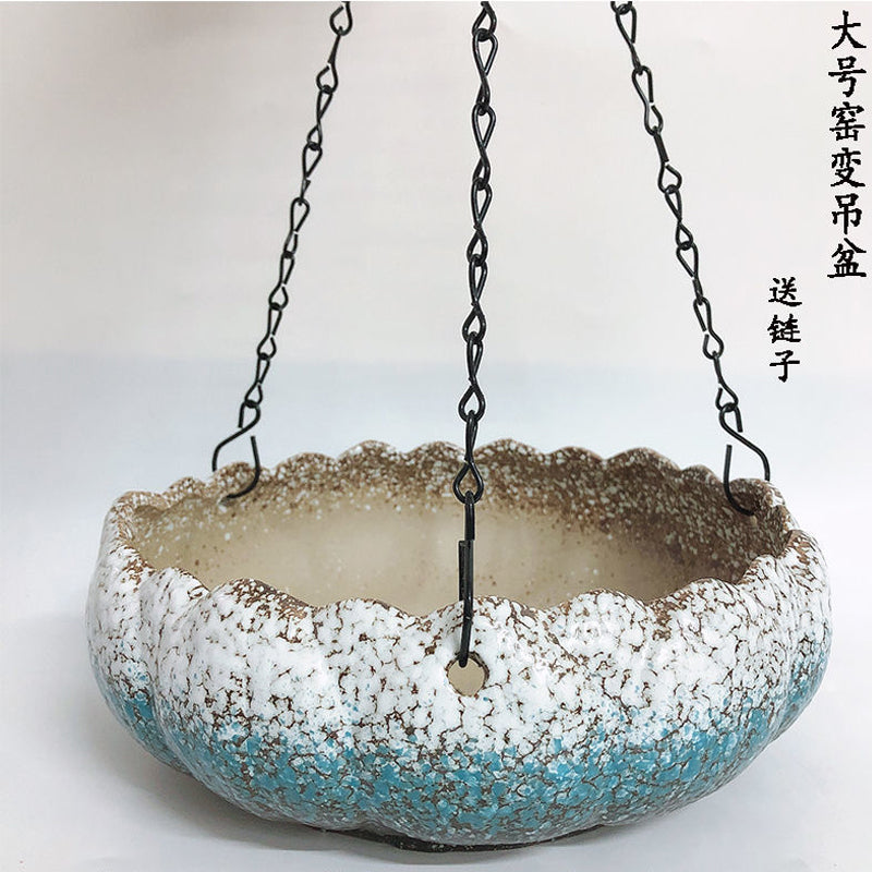 Blue White Lotus Hanging Glazed Pot 23 cm