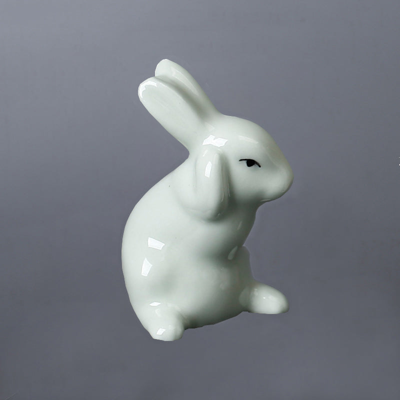 Green Ceramic Rabbit Ornament Lovely Animal Creative Ornament Home Decor