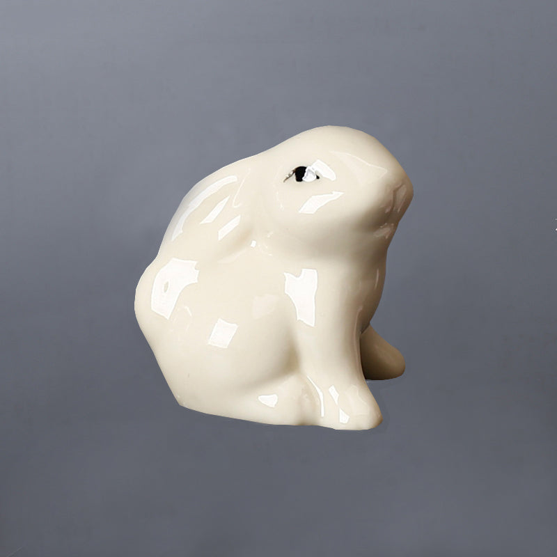 Yellow Ceramic Rabbit Ornament Lovely Animal Creative Ornament Home Decor