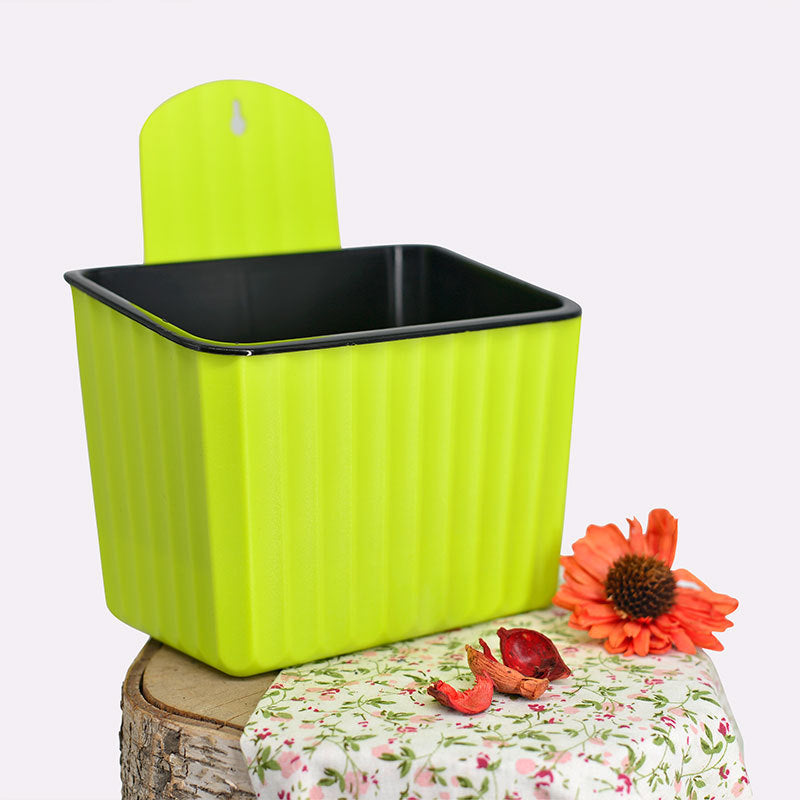 Yellow Green Rectangular Plastic Wall Planters Hanging Basket