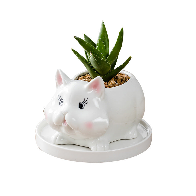 Super Cute Kitten Plant Pot Mini Animal Planter Home Decor Without Tray