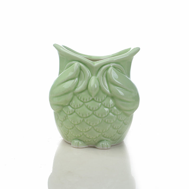 Mini Green Owl Plant Pot Lovely Indoor Succulent Planter , Model 2