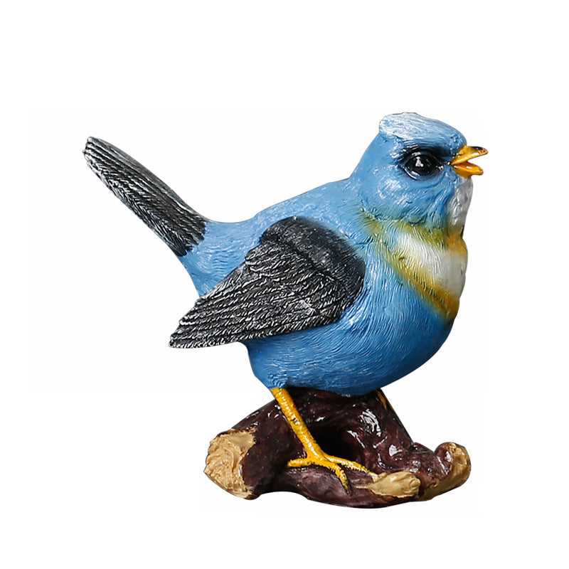 Blue Resin Bird Ornament Garden Courtyard Home Statue Micro Landscape Ornament