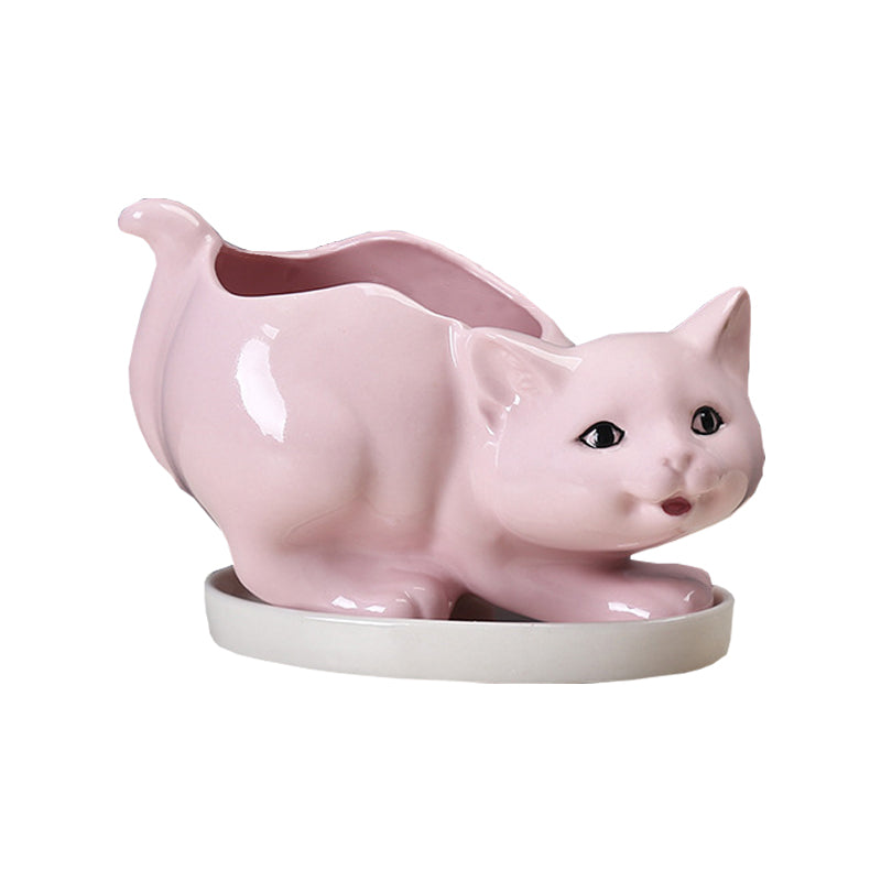 Pink Mother Kitten Plant Pot Lovely Creative Animal Planter Home Decor