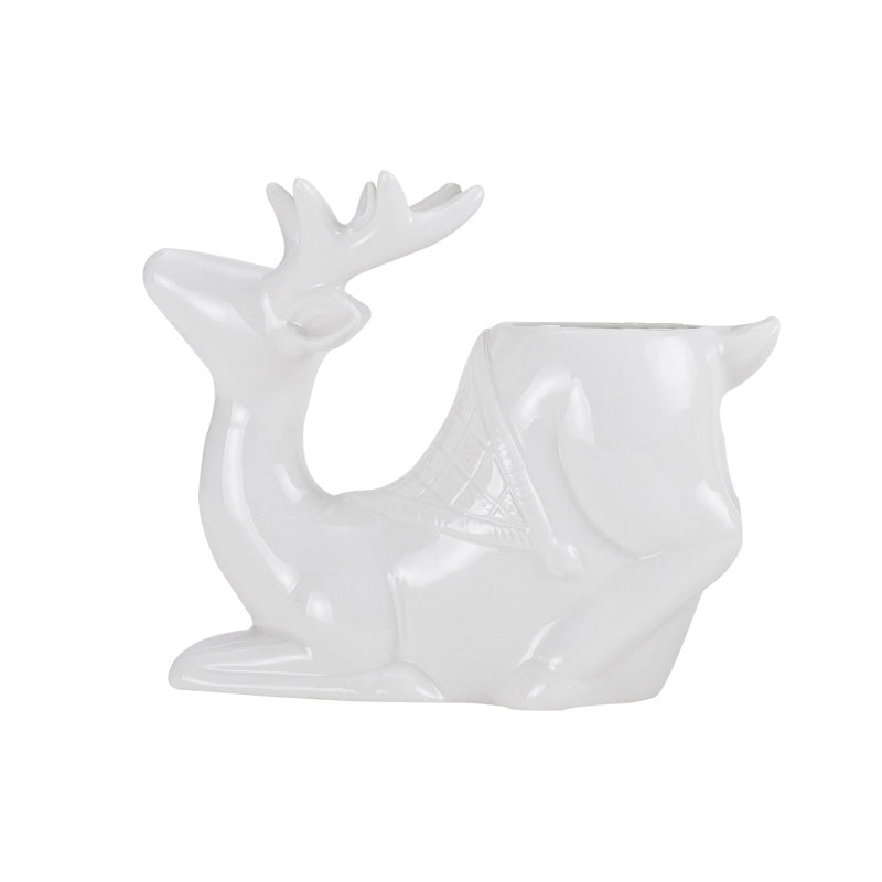 White Deer Hydroponic Plant Pots Animal Planters Home Office Decor