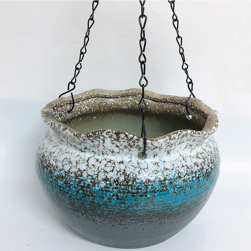 Blue White Skirt Hanging Glazed Pot