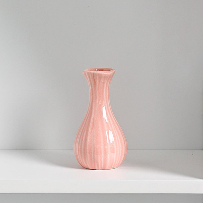 Pink Mini Ceramic Vase Home Decor Flower Arrangement