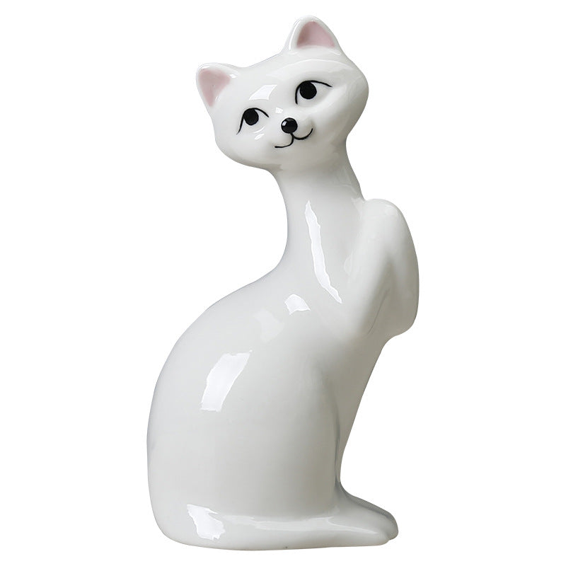 White Kitten Ceramic Vase Lovely Creative Flower Vase Home Decor