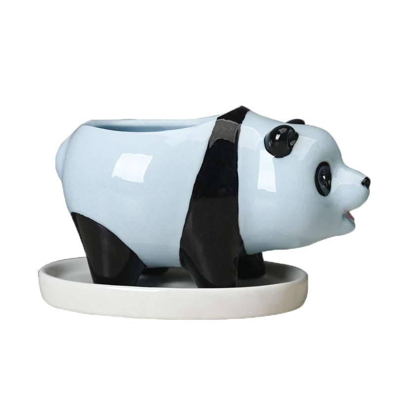 Lovely Blue Panda Plant Pot Creative Succulent Planter Home Decor Gifts