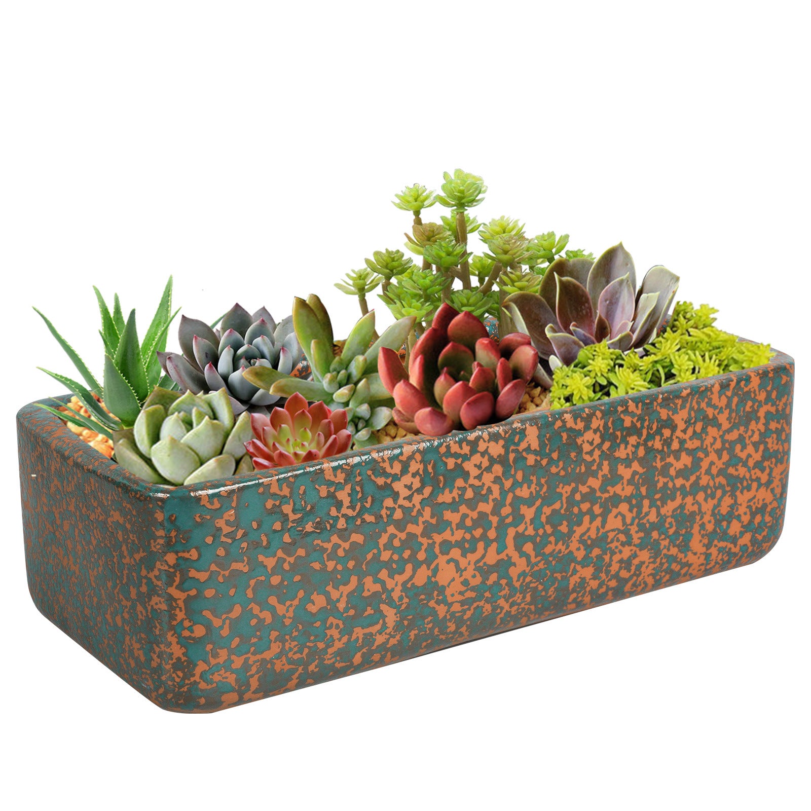 Cyan-blue Glazed Terracotta Rectangular Plant Pots Flowerpots