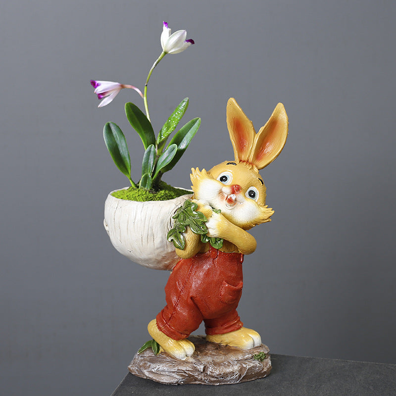 Yellow Rabbit Back Radish Resin Plant Pots Lovely Creative Planters