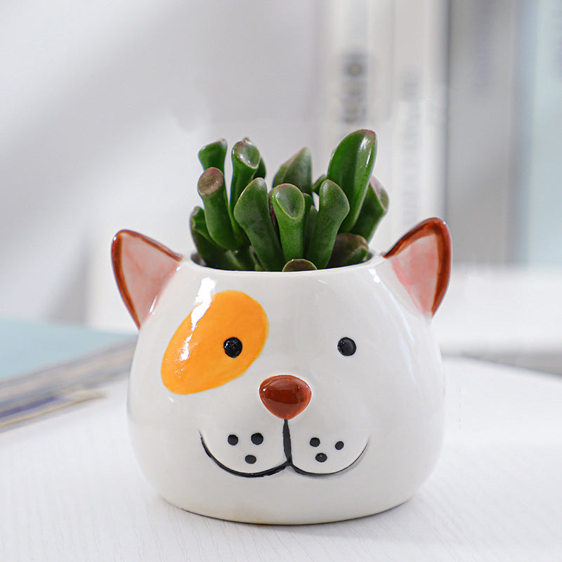 Lovely Puppy Glazed Plant Pot Creative Indoor Planter Cactus Aloe Home Decor Gifts