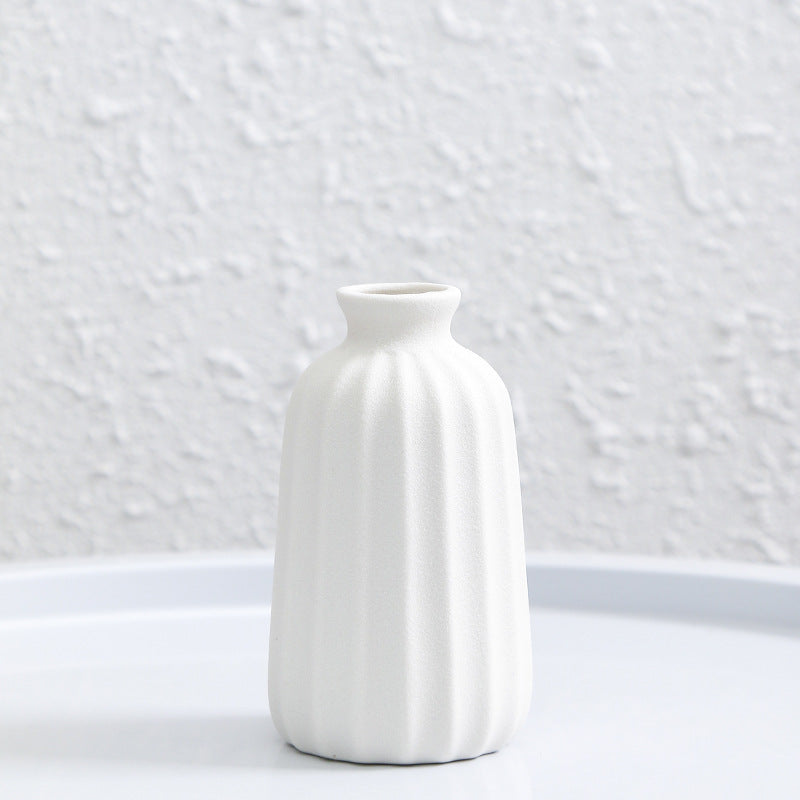 White Frosted Vase Modern Textured Decorative Flower Vase, Model 2