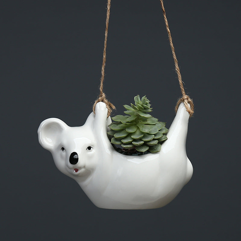 White Koala Hanging Plant Pots Succulent  Animal Planters Home Decor