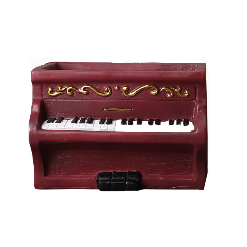 Dark Red Rectangular Piano Resin Plant Pots Creative Indoor Planters Home Decor