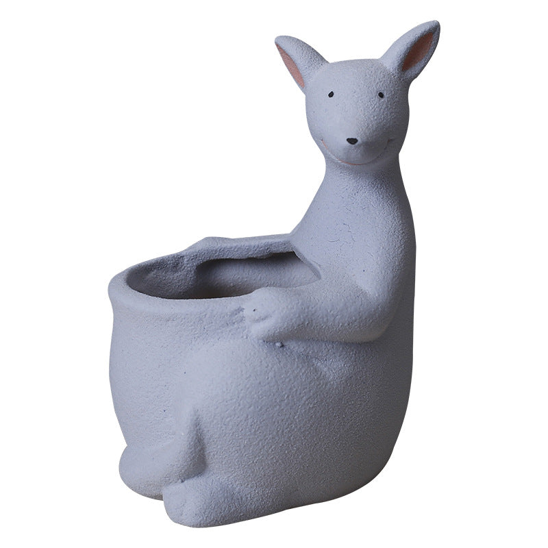 Blue Kangaroo Plant Pot Lovely Succulent Planter Home Office Decor