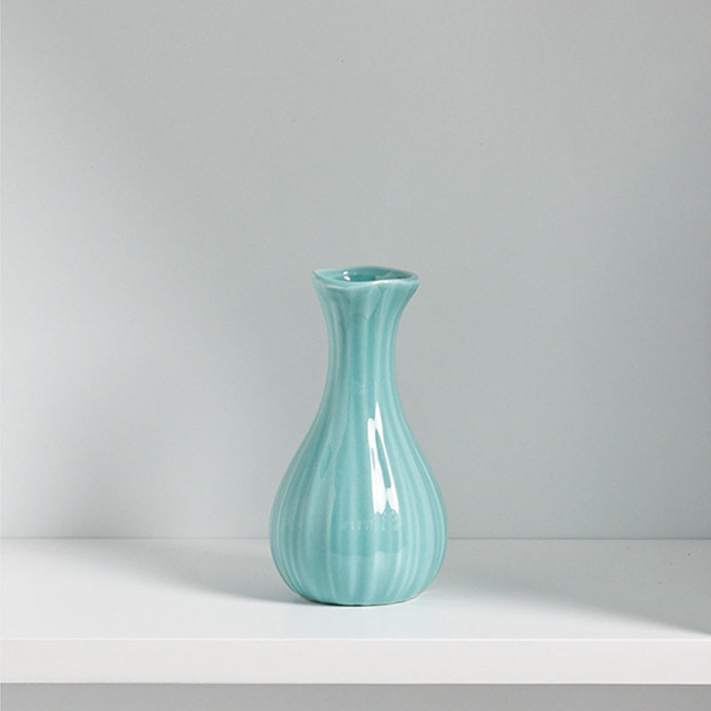 Blue Mini Ceramic Vase Home Decor Flower Arrangement