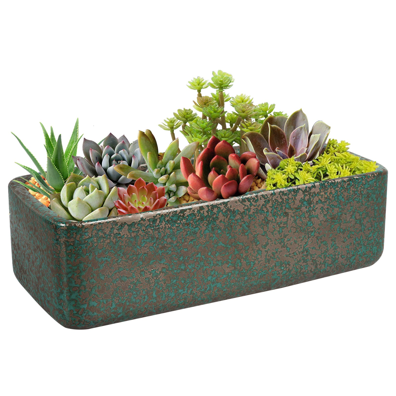 Green Glazed Terracotta Rectangular Plant Pots Flowerpots