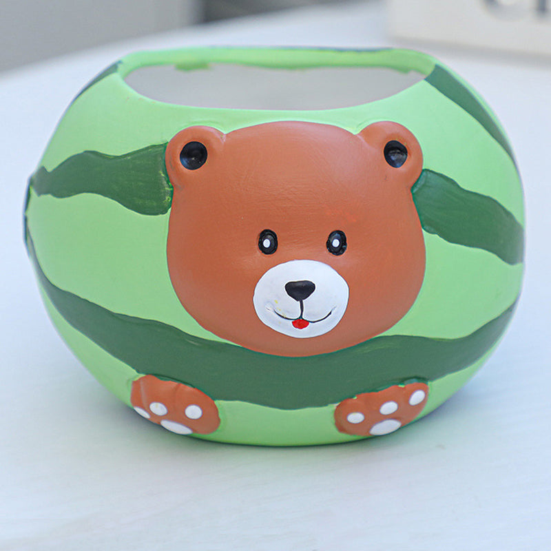 Super Cute Watermelon Bear Plant Pot Creative Fruit Planter Succulent Flowerpot