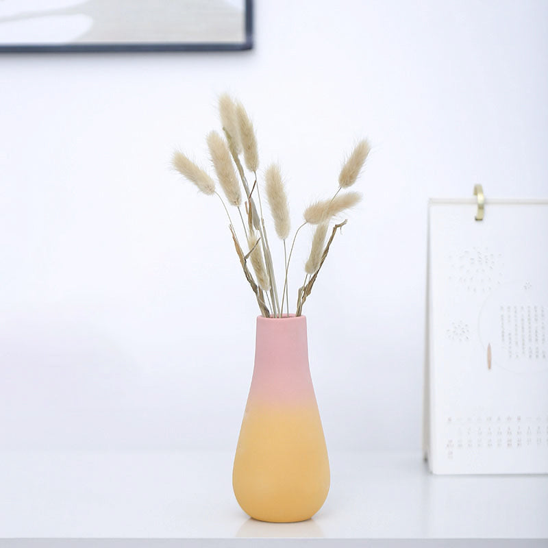 Gradient Pink Yellow Ceramic Vase Home Table Decor, Model 3