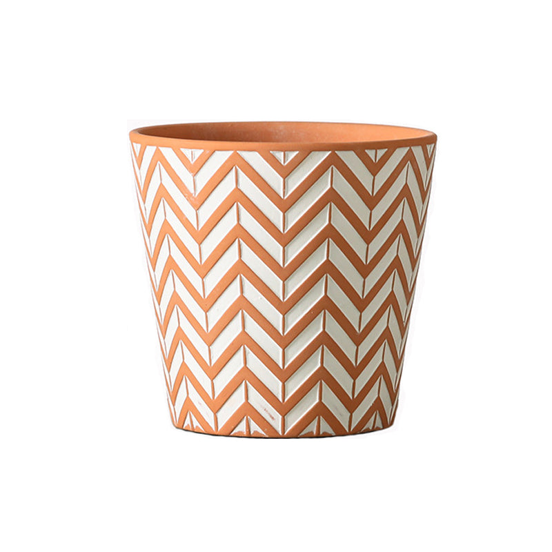 Terracotta Wavy Texture Plant Pot Flowerpot