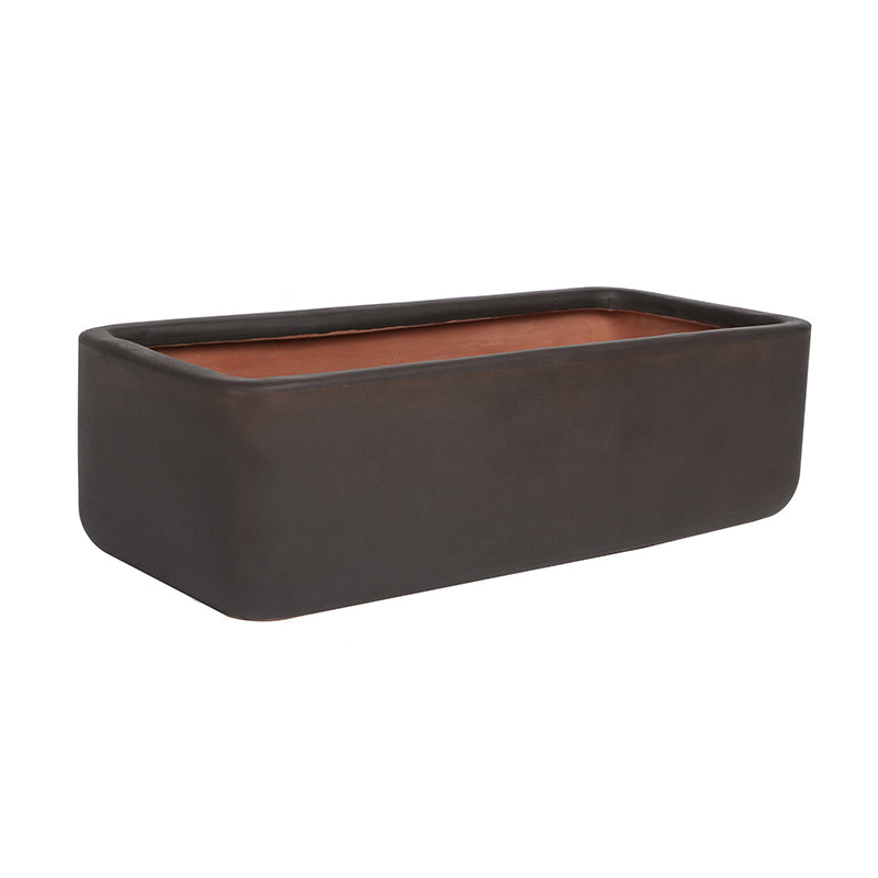 Black Terracotta Rectangular Plant Pot Flowerpot