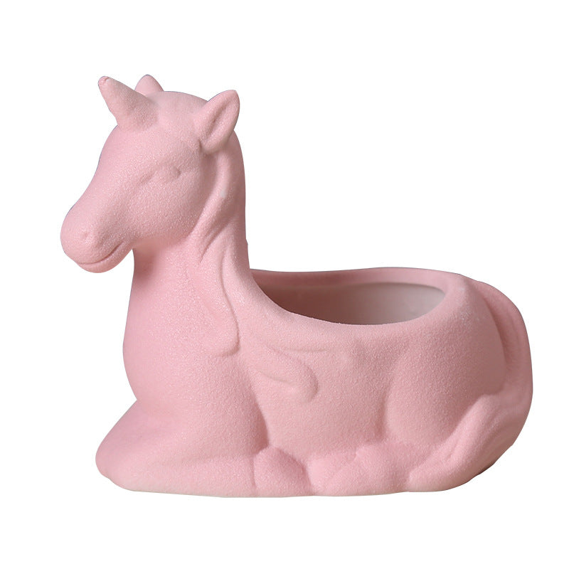 Pink Frosted Unicorn Plant Pot Creative Succulent Planter Birthday Gift