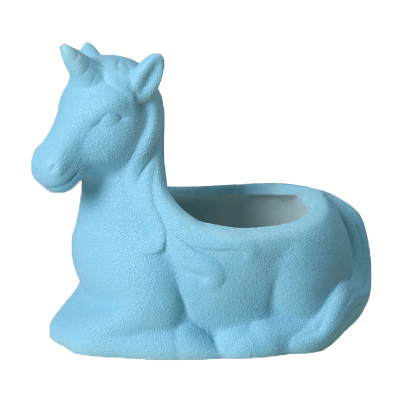 Blue Frosted Unicorn Plant Pot Creative Succulent Planter Birthday Gift