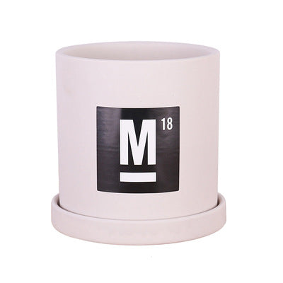 Cream Cylinder Plant Pots with Sticker