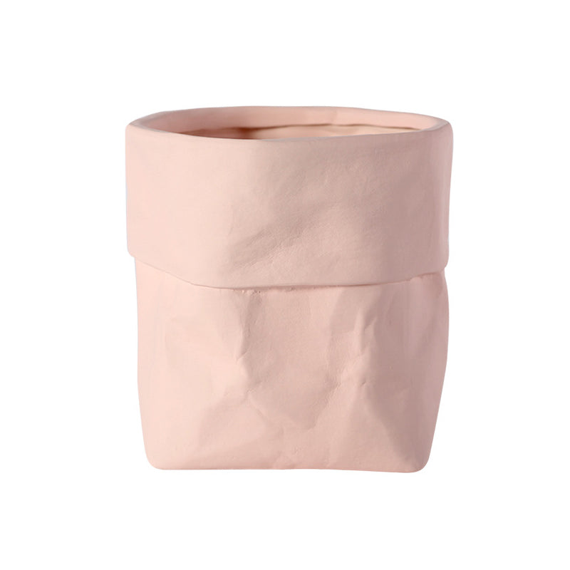 Pink Paper Bag Plant Pots Indoor Flowerpots Planters