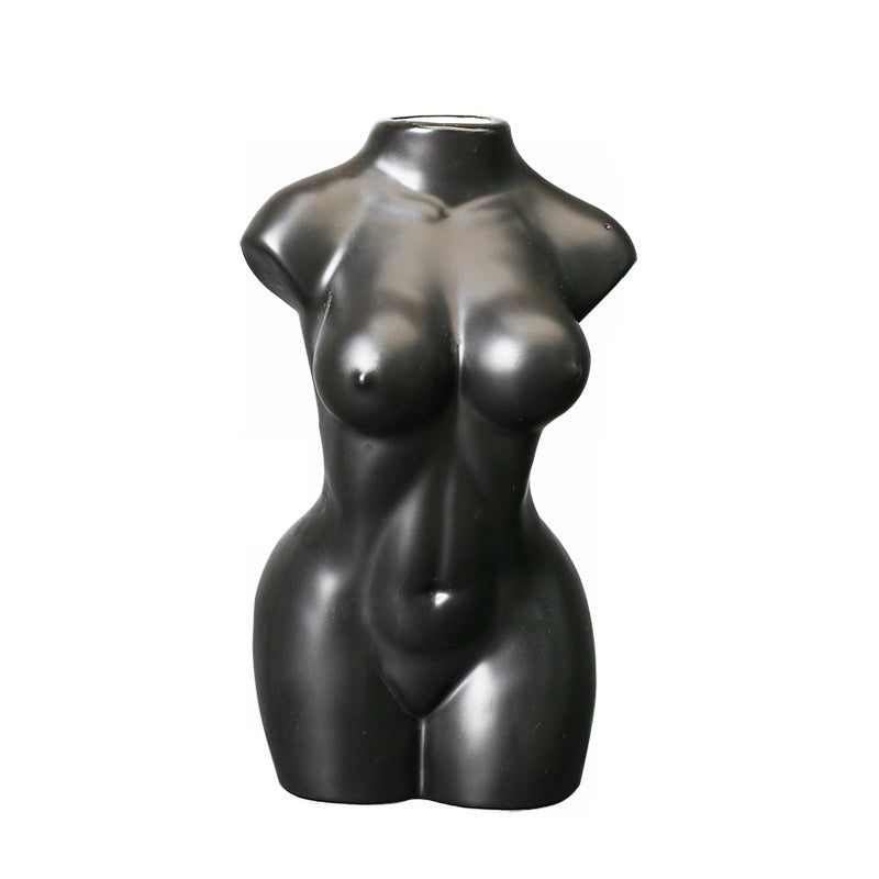 Black Maiden Bust Artistic Vase Morden Body Ceramic Flower Vase