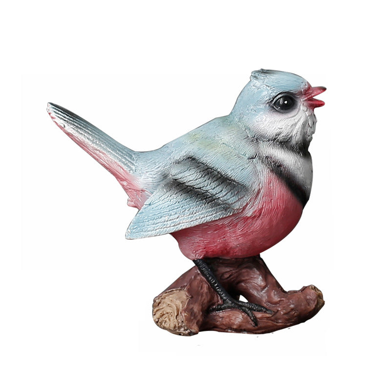 Pale Blue-gray Resin Bird Ornament Garden Courtyard Home Statue Micro Landscape Ornament