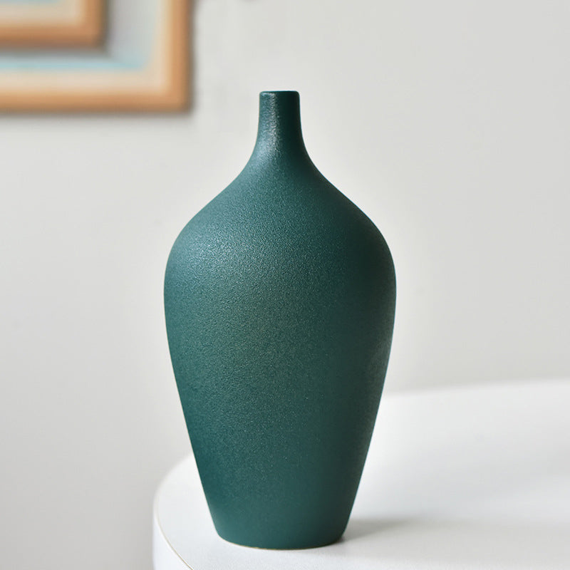 Dark Green Ceramic Creative Vase Modern Indoor Flower Vase Home Decor