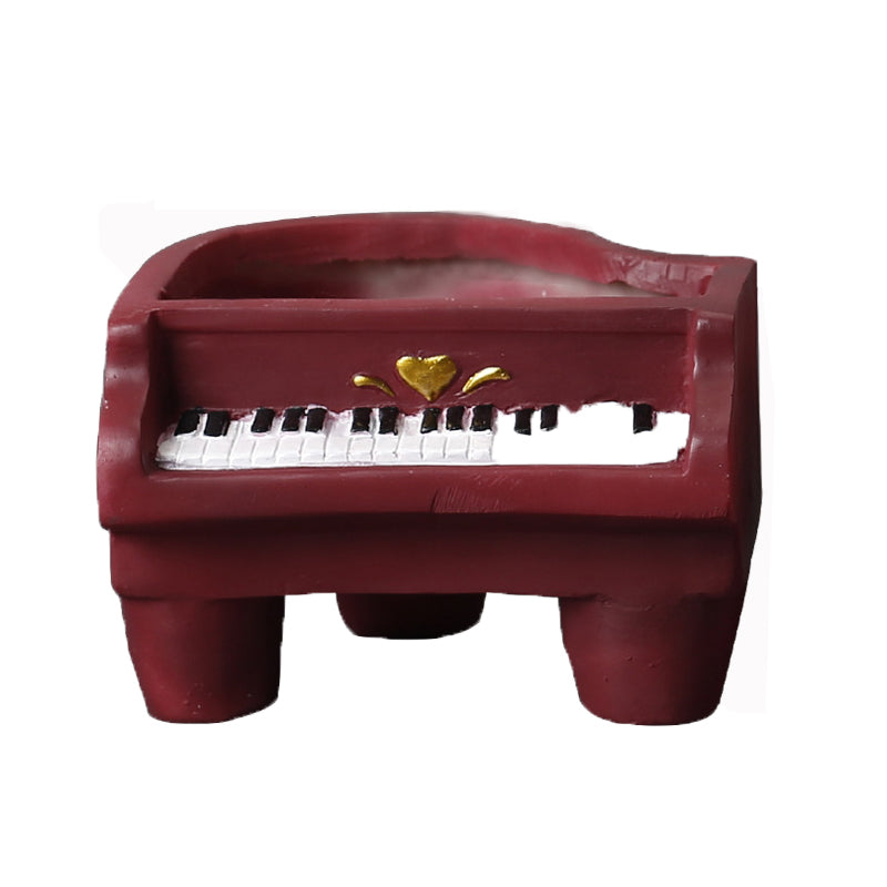 Dark Red Grand Piano Resin Plant Pots Creative Indoor Planters Home Decor